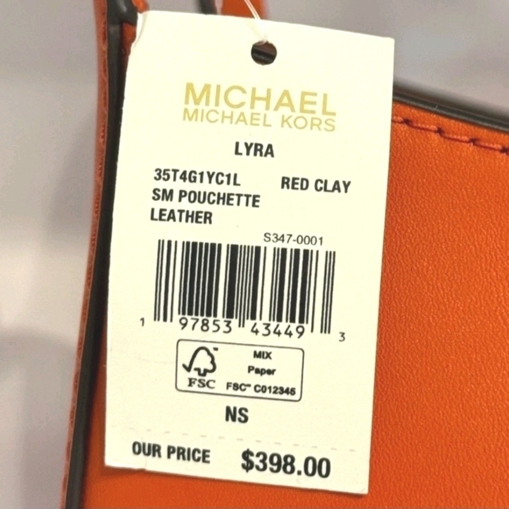 Michael Kors Orange Lyra Small Leather Handbag/ Clutch (NWT) - Picture 8 of 10